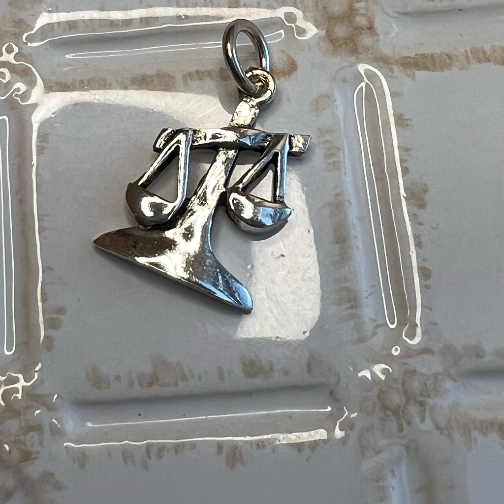 Vintage Libra Scales Charm 925 Sterling Silver Balance Justice 34$